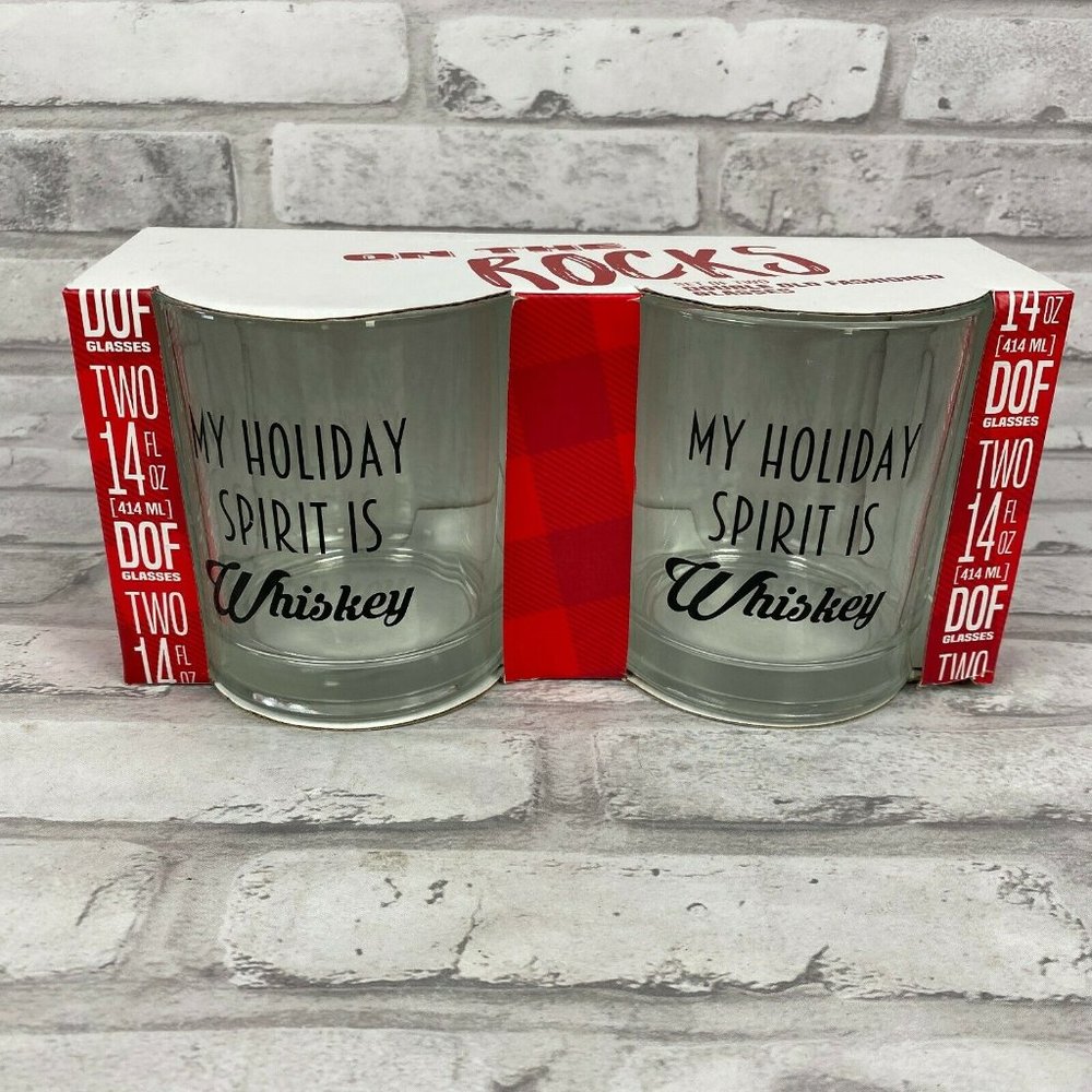 On The Rocks My Holiday Spirit is Whiskey Set of 2